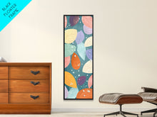 Cargar imagen en el visor de la galería, Floating Leaves in Soft Pastel Colors, Skinny Tall Art with Japanese Influence, Framed Canvas Print in Ukiyo-e Style
