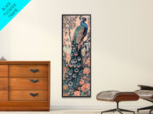Load image into Gallery viewer, Abstract Rainbow and Waterfall Framed Canvas Print - Tall Skinny Japanese Style Wall Art
