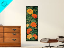 Load image into Gallery viewer, Delicate Pastel Flowers on Tall Stems Framed Canvas Print - Japanese Art Skinny Wall Décor
