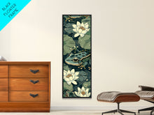 Load image into Gallery viewer, Elegant Japanese Peacock with Blossoms Tall Skinny Framed Canvas Print - Ukiyo-e Art Wall Décor
