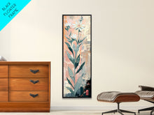 Load image into Gallery viewer, Tall Stemmed Wildflowers Abstract Background Japanese Style Tall Skinny Framed Canvas Print Wall Art
