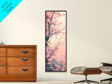 Load image into Gallery viewer, Beautiful Cherry Blossoms Blooming On Tree Branch Against Soft Pastel Background Captured Tall Framed Canvas Print Floral Home Decor
