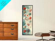 Load image into Gallery viewer, Skinny Art, Japanese Style Art, Hanging Lanterns Wood Block Print Framed Canvas Print Tall Art Ukiyo-e Art
