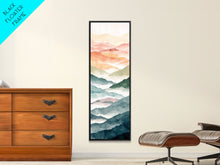 Load image into Gallery viewer, Rolling Hills And Layered Mountains In Soft Pastel Hues Ukiyo-e Wood Block Print Skinny Art Framed Canvas Print
