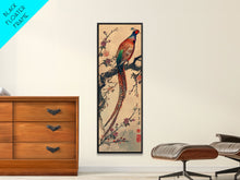 Load image into Gallery viewer, Vibrant Pheasant Perched On Flowering Branch For Traditional Japanese Art Wall Decor Framed Canvas Print
