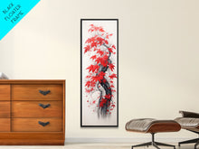 Carregar imagem no visualizador da galeria, Autumn Leaves On A Twisted Trunk, Tall Skinny Canvas Print, Perfect For Feng Shui Spaces, Japanese Style Wall Art

