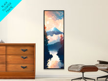 Load image into Gallery viewer, Skinny Art Tall Art Framed Canvas Print Japanese Style Art Mount Fuji At Sunrise Reflection Wood Block Print Ukiyo-e Feng Shui Wall Art

