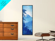 Load image into Gallery viewer, Skinny Art Tall Art Framed Canvas Print Japanese Style Art Blue Mount Fuji Forest Wood Block Print Ukiyo-e Feng Shui Wall Art
