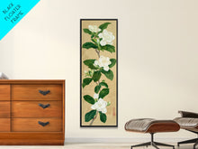 Load image into Gallery viewer, Magnolia Flowers On A Branch - Skinny Art Tall Art Framed Canvas Print Japanese Style Art Ukiyo-e Art
