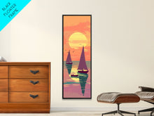 Load image into Gallery viewer, Sailing Boats In The Sunset Over Serene Waters In Japanese Style Ukiyo-e Art Framed Canvas Print Skinny Art Tall Art
