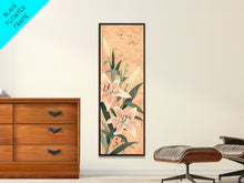 Load image into Gallery viewer, Delicate Lily Flowers Blooming In Japanese Style Ukiyo-e Art Framed Canvas Print Skinny Art Tall Art
