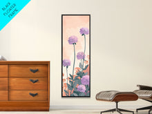 Carregar imagem no visualizador da galeria, Beautiful Purple Flowers Standing Tall In Japanese Style Ukiyo-e Art Framed Canvas Print Skinny Art Tall Art
