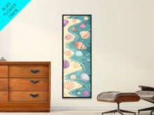 Load image into Gallery viewer, Shells On Shoreline Canvas In Ukiyo-e Style, Japanese Woodblock Print, Framed Canvas Print, Tall Skinny Japanese Wall Art, Ready To Hang
