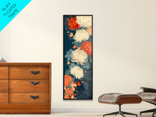 Load image into Gallery viewer, Blooming Chrysanthemums in Rich Autumn Colors - Skinny Art, Japanese Wall Decor, Framed Canvas Print, Ukiyo-e Style
