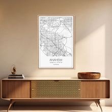 Carregar imagem no visualizador da galeria, Anaheim Street Map, California Map, City Map Wall Decor, Travel Map, Minimalist, Modern Art, Wall Art, Canvas Print, Canvas Wall Art
