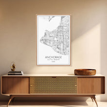 Carregar imagem no visualizador da galeria, Anchorage Street Map, Alaska Map, Travel Wall Art, City Map Wall Art, Bedroom Art, Modern Art, Wall Art, Canvas Print, Canvas Wall Art
