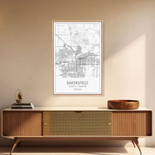 Carregar imagem no visualizador da galeria, Bakersfield Street Map, California Map, City Wall Art, Home Wall Décor, Wife Gift, Minimalist Art, Wall Art, Canvas Print, Canvas Wall Art

