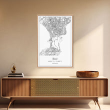 Carregar imagem no visualizador da galeria, Bali Street Map, Indonesia Map, Asian City Wall Art, Travel Gift, Living Room Art, Minimalist Art, Wall Art, Canvas Print, Canvas Wall Art
