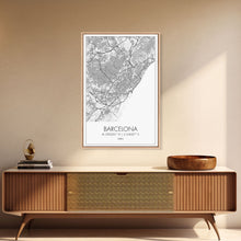 Load image into Gallery viewer, Barcelona Street Map, Spain Map, City Wall Art, Europe Travel Art, Anniversary Gift, Modern Art, Wall Art, Canvas Print, Canvas Wall Art
