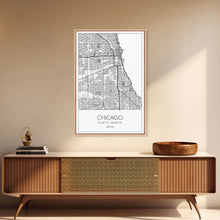 Cargar imagen en el visor de la galería, Chicago Street Map, Illinois Map, City Map Art, Modern Art, Wall Art, Canvas Print, Canvas Wall Art, Travel Wall Décor, Unique Wall Art
