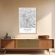 Cargar imagen en el visor de la galería, Cincinnati Street Map, Ohio Map, City Map Art, Minimalist Art, Wall Art, Canvas Print, Canvas Wall Art, Travel Wall Art, Birthday Gift
