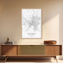 Cargar imagen en el visor de la galería, Columbus Street Map, Georgia Map, City Map Art, Minimalist Art, Wall Art, Canvas Print, Canvas Wall Art, City Wall Art, Travel Wall Print
