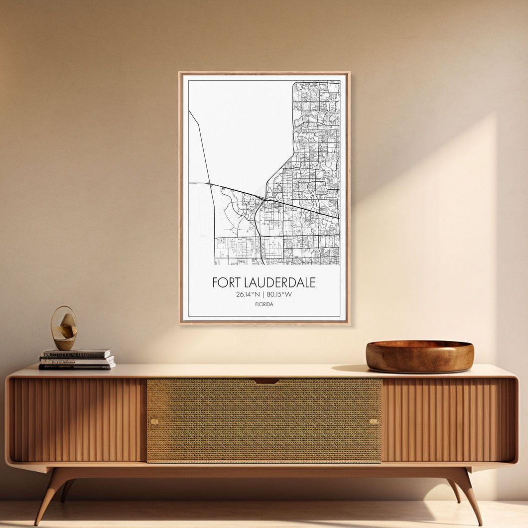 Fort Lauderdale Street Map, California Map, City Map Art, Minimalist Art, Wall Art, Canvas Print, Travel Art, Game Room Décor, Travel Gifts
