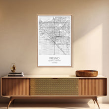 Carregar imagem no visualizador da galeria, Fresno Street Map, California Map, City Map Art, Minimalist Art, Wall Art, Canvas Print, Bar Wall Art, Teen Gift, Travel Wall Art,
