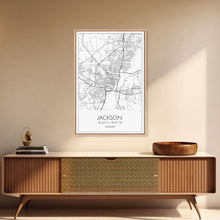Load image into Gallery viewer, Jackson Street Map, Mississippi Map, City Map Art, Minimalist Art, Wall Art, Canvas Print, Travel Print, Farmhouse Bedroom, Wedding Gift
