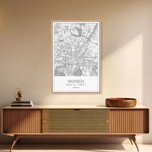 Load image into Gallery viewer, Munich Street Map, Germany Map, Europe City Map Art, Modern Art, Wall Art, Canvas Print, Dorm Wall Décor, Holiday Gift, Travel Wall Print
