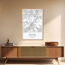 Load image into Gallery viewer, Riverside Street Map, California Map, City Map Art, Minimalist Art, Wall Art, Canvas Print, Unique Wall Décor, Boyfriend Gift, Travel Art
