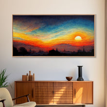 Load image into Gallery viewer, Beautiful sunset canvas print, canvas art, ink painting style
