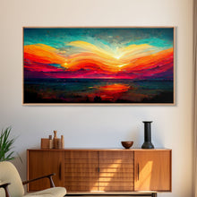 Carregar imagem no visualizador da galeria, Beautiful sunset canvas print, canvas art, ink painting style, abstract sunset wall art, cool wall art
