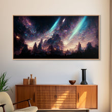 Carregar imagem no visualizador da galeria, Aurora Borealis Landscape Canvas Print, Mountains of Norway, cool wall art, unique wall art, mountain landscape wall art, space and stars
