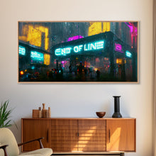 Load image into Gallery viewer, End Of Line, Cyberpunk Subway Art, Dystopian Cyber Punk City, Canvas Print, Bladerunner vibes art, cool wall art, night city
