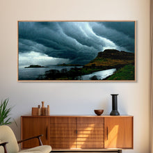 Carregar imagem no visualizador da galeria, Foggy night rainstorm over the lake canvas print, nature and landscape wall art, ready to hang, cool wall art
