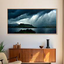 Carregar imagem no visualizador da galeria, Foggy night rainstorm over the lake canvas print, nature and landscape wall art, ready to hang, cool wall art
