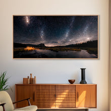 Cargar imagen en el visor de la galería, Cool Wall Art Landscape Mountains Nature Painting Prints Minimalist Modern Home Artwork Decoration Night Sky With Stars, Framed Canvas Print
