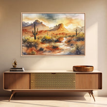 Carregar imagem no visualizador da galeria, Extra Large Wall Art, Desert Landscape Painting Framed Canvas Print, Metal Art, Wood Framed Original Art, Living Room Decor, Landscape Art
