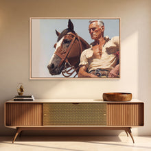 Load image into Gallery viewer, The Old West American Frontier Cowboy Framed Canvas Print, Western Decor, 50s Style Western Art, Farmhouse Decor, Southwestern Art

