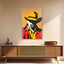 Load image into Gallery viewer, Bold Cowboy Silhouette with Cigarette | Framed Canvas Print | Western Wall Art | Cowboy Art | Living Room Decor | Rustic Home Decor
