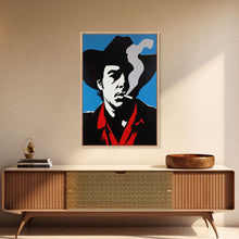 Load image into Gallery viewer, Bold Cowboy Smoking Silhouette Framed Canvas Print - Modern Western Decor, Unique Wall Art for Living Room, Bedroom Artwork
