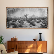 Load image into Gallery viewer, Desolate Desert with Joshua Trees, Framed Canvas Print for Living Room Decor, Ideal for Bedroom Wall Art, Rustic Western Scene
