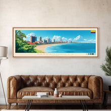 Load image into Gallery viewer, Barranquilla, Colombia Travel Poster Panoramic Canvas Print, Barranquilla, Colombia Painting, Colombia Art, Barranquilla Travel Art, Guest Room Painting
