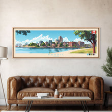 Load image into Gallery viewer, Barrie, Canada Panoramic Travel Poster Canvas Print, Barrie, Canada Painting, Canada Art, Barrie Panoramic Travel Art, Travel Painting
