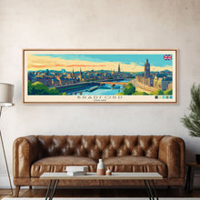 Load image into Gallery viewer, Bradford, England Panoramic Travel Poster Canvas Print, Bradford, England Painting, England Art, Bradford Travel Art, Guest Room Painting
