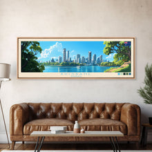 Carregar imagem no visualizador da galeria, Brisbane, Australia Travel Poster Panoramic Canvas Print, Brisbane, Australia Painting, Australia Art, Brisbane Travel Art, Guest Room Painting
