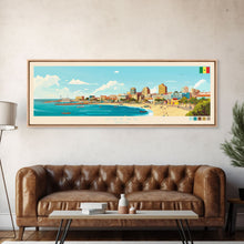 Load image into Gallery viewer, Dakar, Senegal Travel Poster Panoramic Canvas Print, Dakar, Senegal Painting, Senegal Art, Dakar Travel Art, Guest Room Painting
