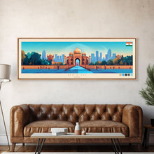 Load image into Gallery viewer, Delhi, India Travel Poster Panoramic Canvas Print, Delhi, India Painting, India Art, Delhi Travel Art, Guest Room Painting
