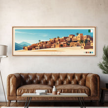 Load image into Gallery viewer, Djelfa, Algeria Panoramic Travel Poster Canvas Print, Djelfa, Algeria Painting, Algeria Art, Djelfa Panoramic Travel Art, Travel Painting

